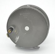 Scarce Hardy Bros Alnwick Perfect Taupo alloy fly reel - 3 7/8” dia semi wide drum, black handle,