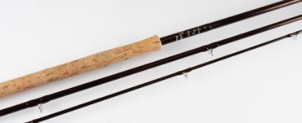 Fine Alan Brown Hitchin hand built carbon Salmon Fly rod: 14ft 3pc -line 9-10# - Fuji style lined