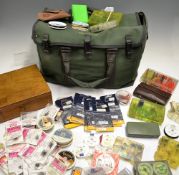 Wychwood Tackle Bag and contents – 8x various fly boxes c/w tubes, flies, et al – 1x leather fly