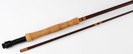 Hardy Fibatube fly Rod: 9ft 2pc handmade – line 6# - fitted with black screw locking reel fittings –