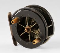 S Allcock & Co ltd “Allcock Aerial” alloy and ebonite reel: 3” dia – front flange stamped Patent –