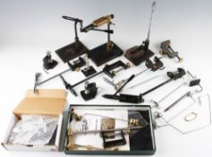 Fly Tying Fishing Vices: Varied selection of vices some bench mounted and pedestal examples together