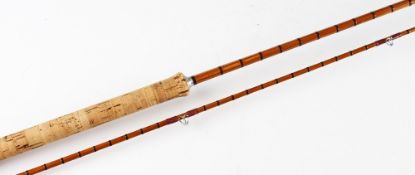 J.J.S Walker Bampton & Co Makers Alnwick split cane spinning rod: 7ft 2pc - clear Agate lined butt