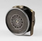 Hardy Perfect post-war alloy salmon reel: 4” dia duplicated check mechanism, black ebonite handle,