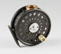 Foster Brothers of Ashbourne Fly Reel: 3.75” perforated face, brass rim tensioner, brass line guide,