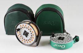 Hardy Viscount 130 alloy fly reel and spare spool(2): 3.25” dia with reversible U shaped line
