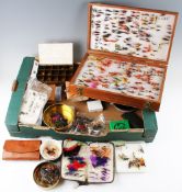 Collection of Fly Fishing Flies: Contained in Leather wallets, fly boxes and various tin large