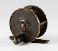 Hogg Maker Edinburgh small brass trout fly reel: 2.1/8” dia plate wind - single action, original