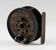 J.B Moscrop Manchester Patent small brass trout fly reel: 3” brass fly reel with black polished