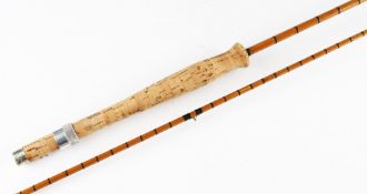 Good J.J.S Walker Bampton Alnwick split cane trout fly rod: 9ft 2pc - clear Agate lined butt and tip