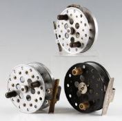3x various K. Dowling & Sons Harrow Middx trotting reels: 3 7/8” black anodised finish with quick