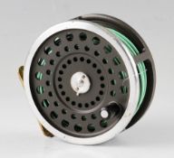 Hardy Bros Marquis Salmon No. 2 alloy fly reel – with ribbed brass foot c/w line – very lightly used