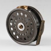 J S Sharp Aberdeen Reel: Perfect style 3.5” with smooth brass foot, perforated face with brass rim