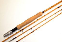 Fine Hardy Bros “The Itchen” palakona fly rod ser. no E13186 – 9ft 6in 3pc c/w spare tip – clear