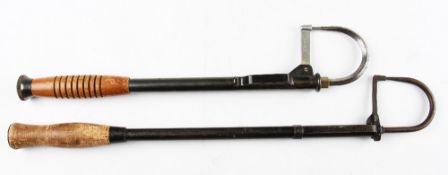 2x Brass extending gaffs – Abu Record 5 single drawer gaff c/w belt clip stamped Record 5 and