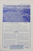 1955/56 Shrewsbury Town v Wolverhampton Wanderers football programme 24 September 1955, 4 pager,