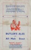 Wartime 1939/40 Shrewsbury Town v Wrexham friendly match Xmas Day 1939 football programme at the Gay
