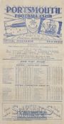 Very scarce 1946/47 Portsmouth v Manchester Utd Division 1 match programme 26 April 1947, fold out