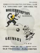 1938/39 FA Cup semi-final match programme at Manchester Utd, Wolverhampton Wanderers v Grimsby