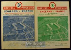 1947 and 1949 England v France Rugby Programmes (2): first two official meeting of the sides in