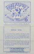 1946/47 Wellington Hospital Cup semi-final Shrewsbury Town v Hadley Castle single sheet match