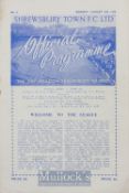 1950/51 Shrewsbury Town v Wrexham match programme 21 August 1950, the first home match in Division 3