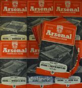 Selection of Late 1950s Arsenal Football Programmes all home programmes include a mixed selection of