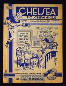 1937/38 Chelsea v Manchester City football programme 20 November 1937 at Stamford Bridge. Slight