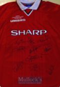 1999/00 Signed Manchester United Football Shirt signed to the front in ink by 11, with ~UEFA