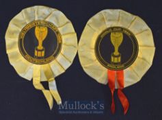 1966 World Cup Rosettes - pair of world cup final rosettes, one England with gold/black centre,