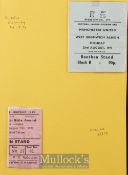 1970/71 1971/72 Manchester Utd home match tickets for games played away at Anfield v Arsenal, at