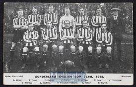 Pre-WW1 Sunderland postcard 1913 featuring the team with the players named. Fair-good, the reverse