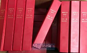 1970s/80s Manchester United Football Programme Binders in red leather with gold gilt detailing to