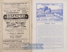 1948/49 Peterborough Utd v Scarborough football programme date 20 September 1948 programme, 1947/