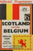 1948 Scotland v Belgium international football programme, for the friendly Wednesday 28 April 1948