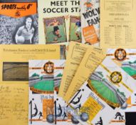 Wolverhampton Wanderers football memorabilia selection to include match programmes 1946/47