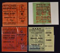 1965/66 Manchester Utd home match tickets to include Preston NE (FAC), Rotherham Utd (FAC), Partizan