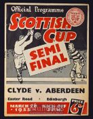 1955 Clyde v Aberdeen Football Programme Scottish Cup Semi Final date 26 Mar at Easter Road,
