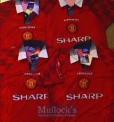 1996/98 Manchester United Home Football Shirts replica shirts, all short sleeves, in red, sizes