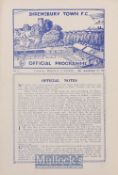 1947/48 Shrewsbury Town v Peterborough Utd match programme 27 September 1947 Midland League. Good.