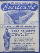 1936/37 Everton v Middlesbrough Football Programme date 06/03/37, in very good condition