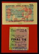 1956/57 FA Cup final match ticket dated 4 May 1957 also official postcard from Manchester Utd in