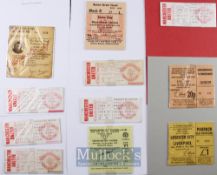 1973/74 Manchester Utd match tickets to include homes Norwich City, Burnley, Everton, Newcastle Utd,