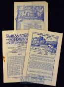 Shrewsbury Town v Notts. County 1946/47, 1947/48, 1949/50 Midland League match programmes (3) Fair-