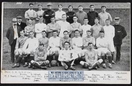Pre-WW1 Manchester City post card b&w photograph of full team squad 1910/11 with manager and