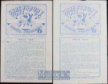 Shrewsbury Town v Wellington Town Birmingham League match programmes 1946/47, 1947/48, both single