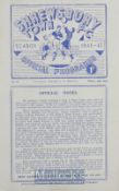 1946/47 Welsh Senior Cup replay Shrewsbury Town v Bala Town 2 January 1947 single sheet match