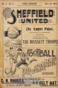 1900/1901 Sheffield Utd v Aston Villa football programme 24 November 1900 at Bramhall Lane. Good,