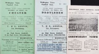 1945/46 Wellington Town v Droylsden football programme 23 March 1946, v Chester 2 March 1946, 1950/