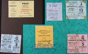 1971/72 Manchester Utd football league cup match tickets homes v Burnley, Oxford Utd/Stoke City